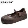 Casual Shoes Koznoy 4m 2024 Natural Cow äkta läder loafers loafer Summer Hook Autumn Lamer Women Soled Comfy Flats Spring