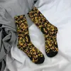 Chaussettes masculines nouveauté motif de fleurs dorées robe unisexe confortable confortable