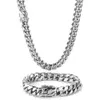 Pendant Necklaces Hip-Hop Golden Curb Cuban Link Chain Stainless Steel Necklace for Men and Women Gold Silver Color Bracelet Fashion Jewelry 240419