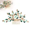 Haarclips Bruidslegeringskam met groene strass Luxe accessoires kant voor prinses feest gunsten