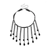 Kedjor Fade-resistent halsband Elegant Tassel Choker för kvinnor med justerbar längd Utökad kedjelätt metall