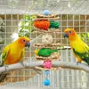 Autres fournitures d'oiseau Parrot Toys Biting Moite des carottes tressées naturelles avec un jouet de divertissement en os de seiche en pierre molaire