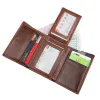 Wallets 2023 New Style RFID BLOCKING Men Wallet Vintage Genuine Cow Leather Trifold Purse Card Holder RFID Protection Wallets for