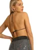 Tanques femininos de verão Mulheres Halter Backless Camis Streetwear Club Camisole Shiny Spaghetti Strap Crop Top Party Disco Tank