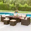 Camp Furniture Outdoor Sofa Balcony Courtyard Corner Leisure Rattan Chair Combination Set Waterproof And Sunscreen Wove