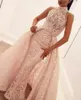 Sexy High Neck Mermaid Sukienki balowe 2020 Rumieniec różowe koronki Orskurt Formalne suknie Vestidos de Fiesta9259653