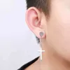 Autres boucles d'oreilles en acier inoxydable 1 pièce Punk pour hommes / femmes cercle d'oreille boucle glace pavage hip hop gothique unisexe bijoux cadeaux 240419