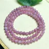 Braccialetti Link 5mm tourmalina rosa naturale Triplo cerchio Bracciale Donne Charming Simple Strand Bangles Yoga Energy Wrist Jewelry 1pcs