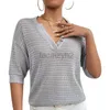 Frauen T-Shirt sexy Tees neue lässige V-Ausschnitt ausgehöhlten Strickpullover für Frauen tragen 2024 Frühlings-/Sommerpullover kurzärmelig gestrickter Pullover Plus Size Tops