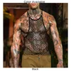 Tops da uomo Tops Mens Fashion Fashion Gym Mesh Muscle Perspective Polyester Vedi attraverso singoletto senza maniche