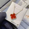 Designer Brand Van High Edition Clover Necklace for Women 925 Pure Silver Plated 18k Rose Gold Double sided Classic Pendant Light Luxury Jewelry