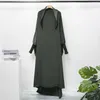 JHEX ETHIN COUNTING muzułmańskie abaya kobiety Jilbab Islamskie ubranie Dubaj Saudyjska czarna szata Turkish Modstyn Uprzewodność modlitewna Suknicja z kapturem Smocking Sleeve D240419