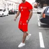 Męskie dresy 2024 Nowy zestaw odzieży sportowej męskiej garnituru Running Casual T-shirt+Shorts Zestaw oddychający do joggingu 2-częściowy zestaw dla mężczyzn T240419