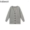 Tricots pour femmes Pull gris vintage japonais cardigan hiver petit manteau décontracté sweet lâche top Casacos de Trico féminino