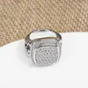 Wedding Rings 2023 DY Cross border Square 17MM Zircon Imitation Diamond European and American Style Twisted Wire 925 Silver Ring Gift 240419