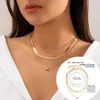 Color Snake Chain Bone Contrast Ins Women s Versatile Diamond Inlaid Multi Layered Heart shaped Necklace Veratile haped