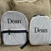 Backpacks Embroidered Name Preschool Backpack Seersucker Backpack with Kids's Name Monogrammed Baby Book Bag Custom seersucker Lunchbag