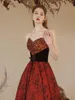 Runway Dresses Red Printing Celebrity Dress Strapless Black Waistband Elegant Simple A-line Glitter Sequins Formal Evening Party Gowns 2024