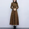 Casual Dresses Printed Dress Long Sleeve Maxi With A-line Silhouette Pockets For Autumn Winter Women's Fashion