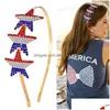 Hårklämmor Barrettes Independence Day Alloy Rhinestone Pentagram pannband 4: e av JY National American Flag Color Crown Jewelry Wom Dhzue