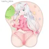 Mouse Pads Wrist Rests Creative Cartoon Anime 3D Sexy Chest Silicone Mouse Pad Wrist Rest Support Cute Y240419