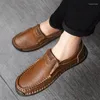 Casual Shoes Golden Sapling Loafers Fashion Men's Dress Comfortable Business Flats Genuine Leather Men Wedding Party Moccasins