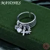 Cluster Rings 925 Sterling Silver Charm Ring for Women's Vintage Personlig mode Multi Circle Cross Crown Star Open