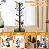 Kitchen Storage Coffee Mug Tree With 8 Hooks Bamboo Wood Holder For Counter 360° Rotated Cup Space Saving Rack