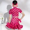 Bühne tragen lateinische Tanzkostüm Girls Rose Pink Dots Anzug Anzug Performance Kleidung Sommer Kinder Übungskleid Kleid BL12609