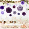 Dekorativa blommor papper fan blommor dekoration hantverk fans props wafer party hängande dekorationer banner bröllop