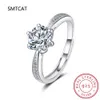 Pierścień Solitaire Real 3 ct Moissanite Wedding For Women 925 STRINLING SREBRNY ROUND GRILL DIOND Solitaire Pierścienie zaręczynowe Prezent D240419