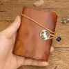 Wallets Retro Genuine Leather Wallet for Men and Women Antique Distress Wallets with Coin Pocket Drawstring Short Purse for Male