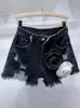 Women's Shorts Denim Contrast Color 3D Flower Distressed Broken Holes Washed Short Pants 2024 Summer Fashion 11XX8981