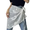 Kjolar kvinnor ren spets lång kjol höft halsduk jacquard förkläde som täcker överkirt