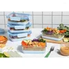 Lagerflaschen 10pc Glasmahlzeit zubereiten Lebensmittelbehälter Set Blue Preservation Box