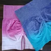 Short da allenamento da donna da donna a 2 pezzi Shorts a vita alta pantaloncini senza cuciture per cuci