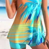 Women's Swimwear Tankini Set With Chest Pad Floral Print Tummy Control Boy Shorts Summer Ensemble For Beach