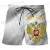 Shorts masculins drapeau russe Emblem Pantalons courts hommes vacances 3D imprimez New Fashion Swimsuit Homme 2024 STRT MASSE MALIQUE STRT SHORTS ICE T240419