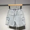 Herenshorts Heren Elastische taille Denim Shorts Summer Casual losse hiphop jeans korte broek 240419 240419