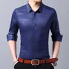 Camisas casuais masculinas 2024 Spring Autumn Satin Mens Luxuja Luxa de Manga Longa Carimbo de Business Masculino Party Man 3xl