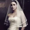 Bridal Veils Wedding Veil With Ribbon Edge For Bride One Layer Tulle Comb Short Women