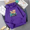 Serin ayı desen baskılı hoodies kazak unisex hoodies erkek kadın kazak sweatshirts açık spor üstleri y2k sokak kıyafetleri asya boyutu