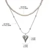 Chains Elegant Pearl Heart Necklace Temperament Clavicle Chain Double Layer Choker Gift T8DE