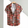 Camisas casuais masculinas Camisa de impressão digital Homens de verão Retro colorido com estilo do Oriente Médio Rápido seco para