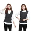 Kadın Suits Kore İnce Bahar% 40 Yünlü Takım Kadınlar Zarif Çizgili Kemer Kolsuz Dış Giyim Kadın Blazer Femme Weistcoat Gilet S-5XL