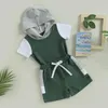 Kleidungssets Kleinkindjungen Hoodie Outfit Kind Baby 2pcs Kapuze -Sweatshirt -Tanktops Draw -String Shorts Hose