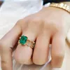 Anelli a grappolo francese retrò smeraldo gemtra quadrata anello cavo semplice regalo di anniversario 925 vacanza in argento sterling