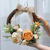 Dekoratif Çiçek Kapı Çelenk Yapay Çiçek Rattan Simülasyon Peonies Çelenk Sahte Bitkiler Asılı Kolye Yuvarlak Düğün Şampanya