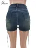 Dames shorts Joskaa mode veter stretch denim vrouwen hipster lage taille rechte jeans 2024 zomer vrouwelijke bottoms streetwear