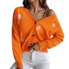 Ponts féminins Sweet Women's Small Chrysanthemum Broidered en V Veste de chou-go